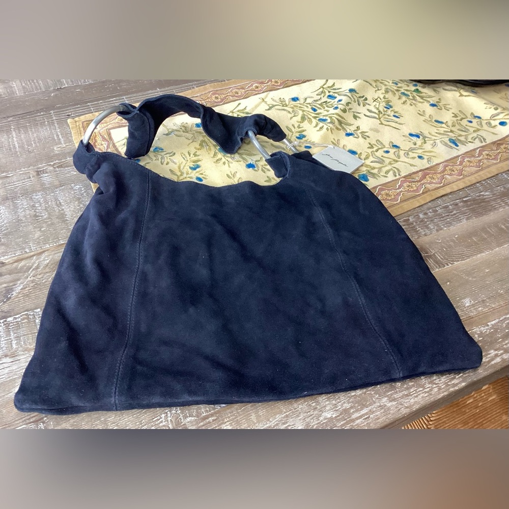 Free People Bobbi Slouch Suede Tote ~ Black NWT - Picture 10 of 10